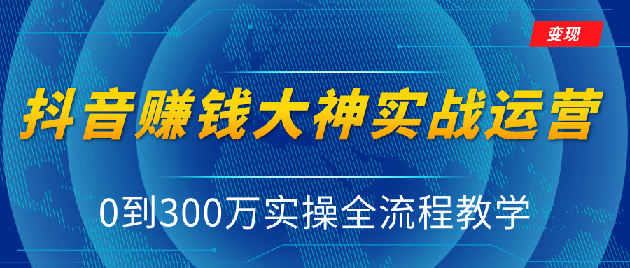 抖音赚钱大神实战运营教程，0到300万实操全流程教学，抖音独家变现模式-八爪鱼资源库