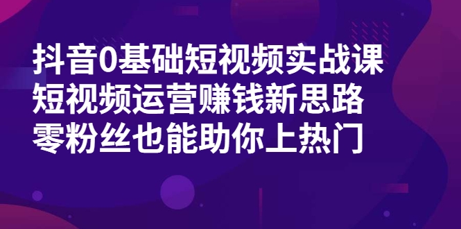 抖音0基础短视频实战课，短视频运营赚钱新思路，零粉丝也能助你上热门-八爪鱼资源库