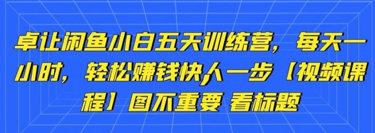 卓让闲鱼小白五天训练营，每天一小时，轻松赚钱快人一步-八爪鱼资源库