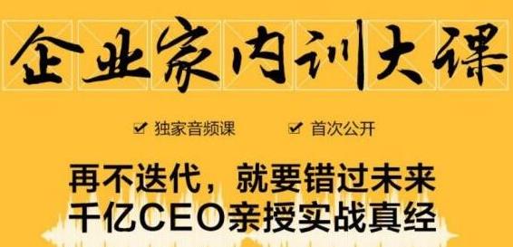 企业家内训大课，未来企业必学经验，价值1299元-八爪鱼资源库