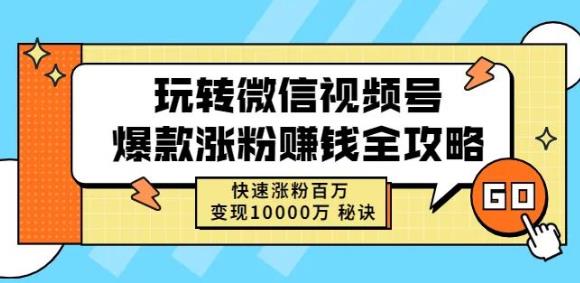 玩转微信视频号爆款涨粉赚钱全攻略，快速涨粉百万变现万元秘诀-八爪鱼资源库