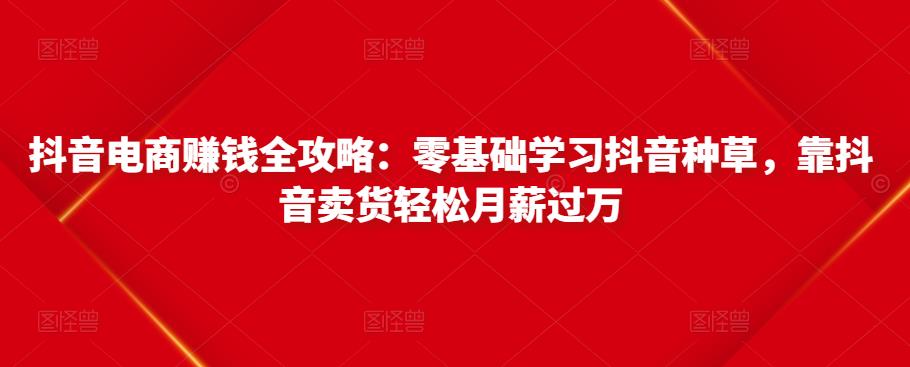 抖音电商赚钱全攻略：零基础学习抖音种草，靠抖音卖货轻松月薪过万-八爪鱼资源库