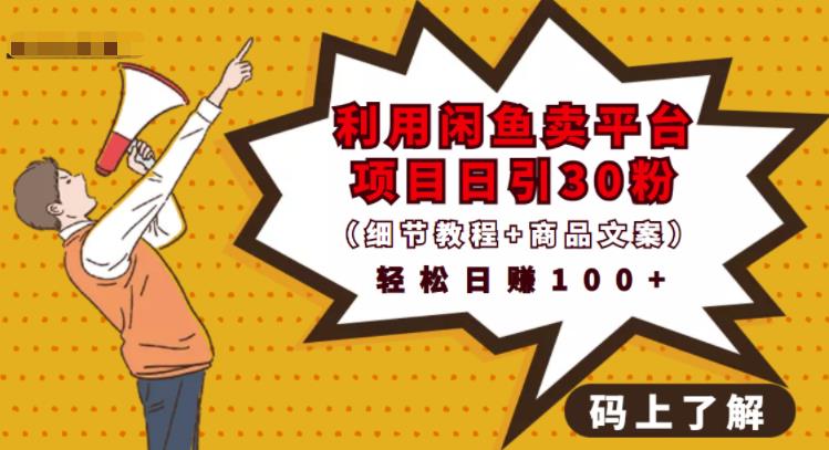 利用闲鱼卖平台项目课程资源日引流30+精准粉丝,轻松日赚100+,积累人脉可实现二次变-八爪鱼资源库
