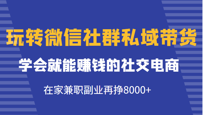 玩转微信社群私域带货，学会就能赚钱的社交电商，在家兼职副业再挣8000+-八爪鱼资源库
