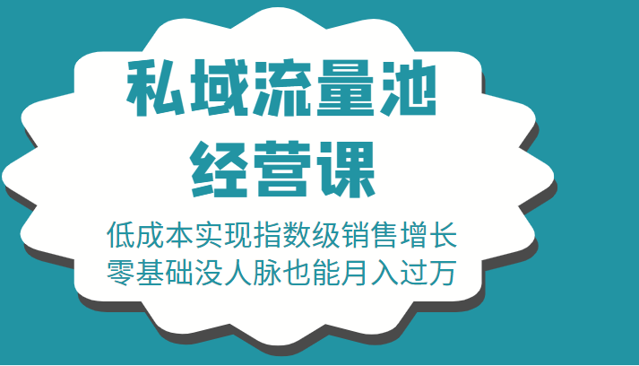 16堂私域流量池经营课：低成本实现指数级销售增长，零基础没人脉也能月入过万-八爪鱼资源库