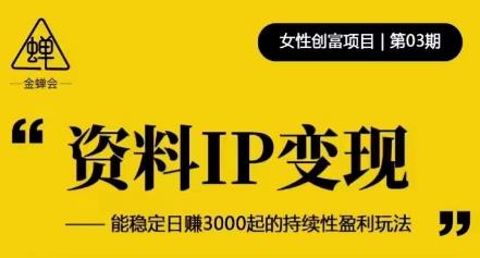 资料IP变现，能稳定日赚3000起的持续性盈利玩法-八爪鱼资源库