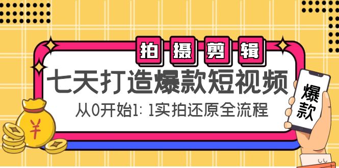 七天打造爆款短视频：拍摄+剪辑实操，从0开始1:1实拍还原实操全流程-八爪鱼资源库
