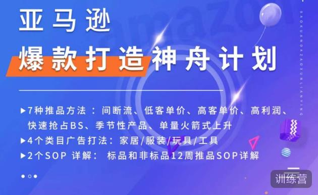 亚马逊爆款打造神舟计划，​7种推品方法，4个类目广告打法，2个SOP详解-八爪鱼资源库