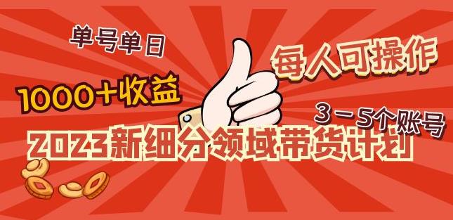 2023新细分领域带货计划：单号单日1000+收益不难，每人可操作3-5个账号-八爪鱼资源库