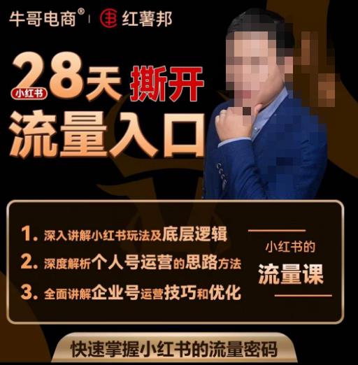 牛哥电商红薯邦28天撕开小红书流量入口，小红书运营系列课，快速掌握小红书的流量密码-八爪鱼资源库
