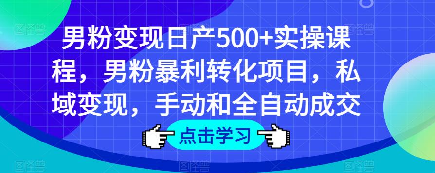 男粉变现日产500+实操课程，男粉暴利转化项目，私域变现，手动和全自动成交-八爪鱼资源库