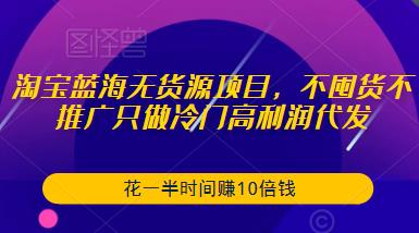 淘宝蓝海无货源项目，不囤货不推广只做冷门高利润代发，花一半时间赚10倍钱-八爪鱼资源库
