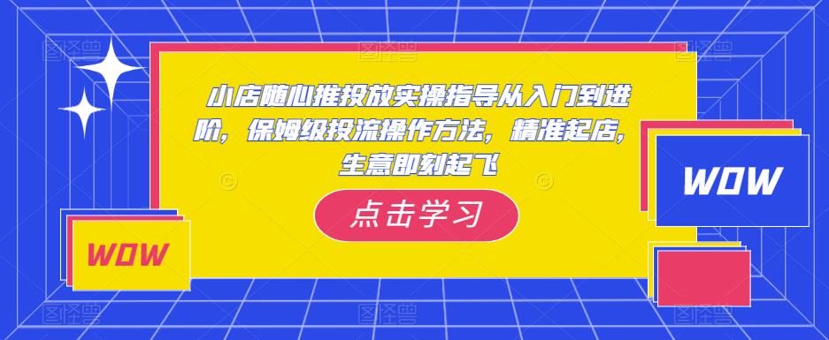 小店随心推投放实操指导从入门到进阶，保姆级投流操作方法，精准起店，生意即刻起飞-八爪鱼资源库