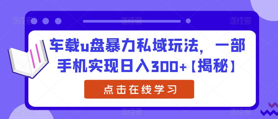 车载u盘暴力私域玩法，一部手机实现日入300+【揭秘】-八爪鱼资源库