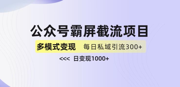 公众号霸屏截流项目+私域多渠道变现玩法，全网首发，日入1000+【揭秘】-八爪鱼资源库