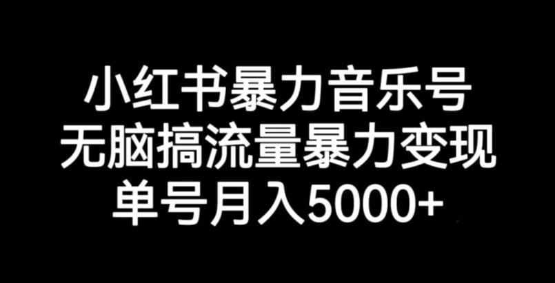 小红书暴力音乐号，无脑搞流量暴力变现，单号月入5000+-八爪鱼资源库
