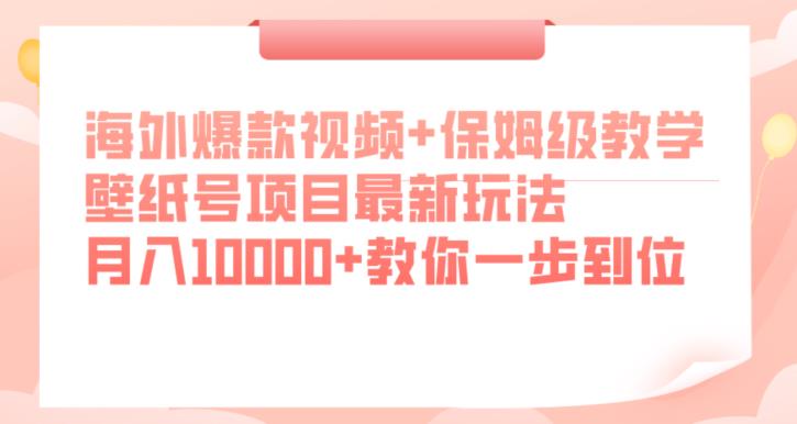 海外爆款视频+保姆级教学，壁纸号项目最新玩法，月入10000+教你一步到位【揭秘】-八爪鱼资源库