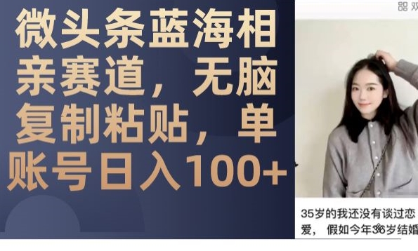 微头条蓝海相亲赛道，无脑复制粘贴，单账号日入100+-八爪鱼资源库