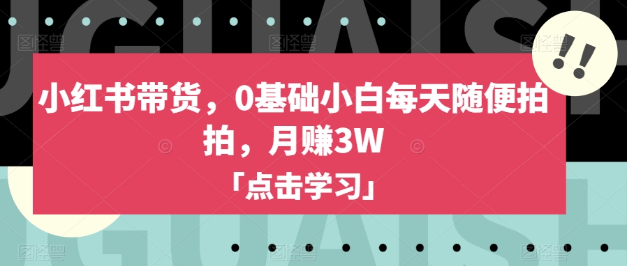 小红书带货，0基础小白每天随便拍拍，月赚3W【揭秘】-八爪鱼资源库