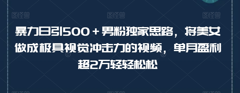 暴力日引500＋男粉独家思路，将美女做成极具视觉冲击力的视频，单月盈利超2万轻轻松松-八爪鱼资源库