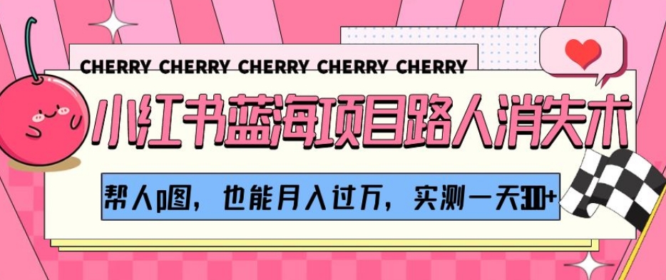 小红书蓝海项目路人消失术，帮人p图，也能月入过万，实测一天300+【揭秘】-八爪鱼资源库