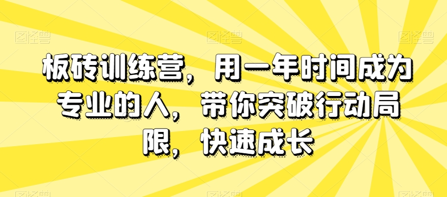 板砖训练营，用一年时间成为专业的人，带你突破行动局限，快速成长-八爪鱼资源库