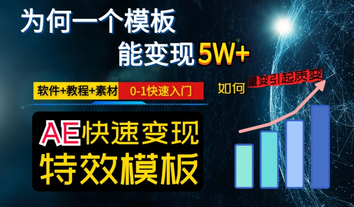 AE视频特效模板变现月入3-5W，0-1快速入门，软件+教程+素材-八爪鱼资源库