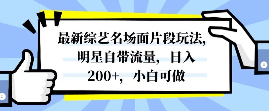 最新综艺名场面片段玩法，明星自带流量，日入200+，小白可做【揭秘】-八爪鱼资源库