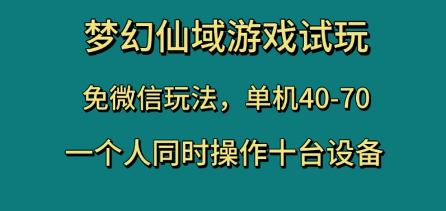 梦幻仙域游戏试玩,免微信玩法,单机40-70,一个人同时操作十台设备【揭秘】-八爪鱼资源库