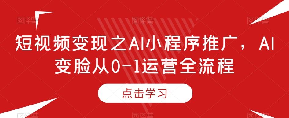 短视频变现之AI小程序推广，AI变脸从0-1运营全流程-八爪鱼资源库
