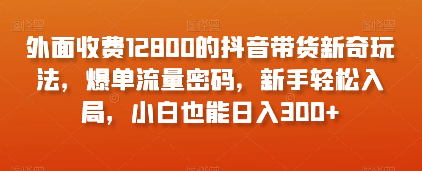 外面收费12800的抖音带货新奇玩法，爆单流量密码，新手轻松入局，小白也能日入300+【揭秘】-八爪鱼资源库
