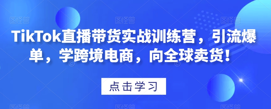 TikTok直播带货实战训练营,引流爆单,学跨境电商,向全球卖货!-八爪鱼资源库