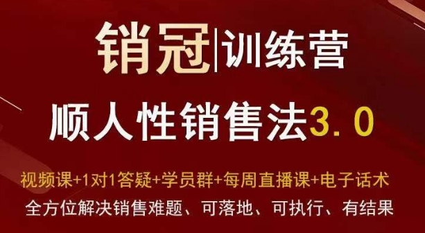 爆款！销冠训练营3.0之顺人性销售法，全方位解决销售难题、可落地、可执行、有结果-八爪鱼资源库