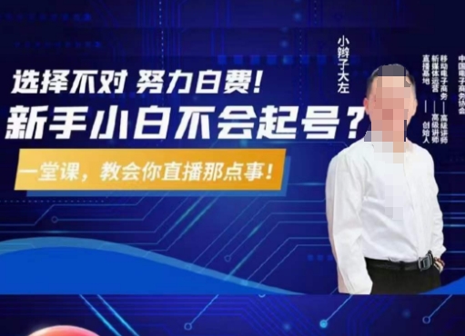 大左教您从0到1做直播带货，选择不对，努力白费，5小时课程搞定那点事，解决你起号问题-八爪鱼资源库