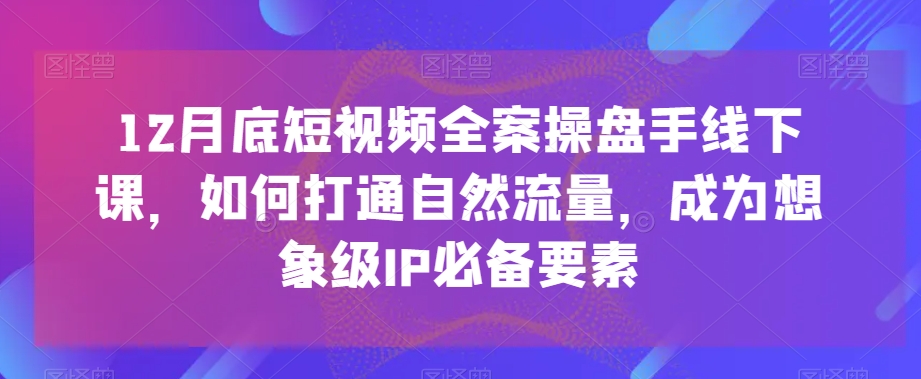 12月底短视频全案操盘手线下课,如何打通自然流量,成为想象级IP必备要素-八爪鱼资源库