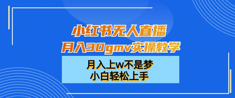 小红书无人直播月入30gmv实操教学，月入上w不是梦，小白轻松上手【揭秘】-八爪鱼资源库