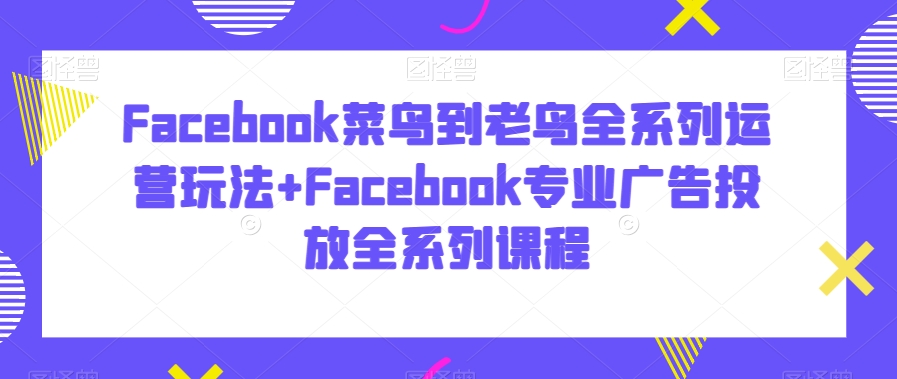Facebook菜鸟到老鸟全系列运营玩法+Facebook专业广告投放全系列课程-八爪鱼资源库