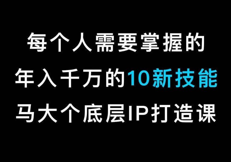 马大个的IP底层逻辑课，​每个人需要掌握的年入千万的10新技能，约会底层IP打造方法！-八爪鱼资源库