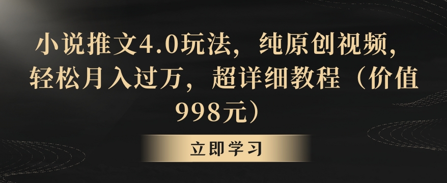 小说推文4.0玩法，纯原创视频，轻松月入过万，超详细教程（价值998元）【揭秘】-八爪鱼资源库
