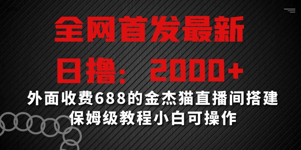 全网首发最新，日撸2000+，外面收费688的金杰猫直播间搭建，保姆级教程小白可操作【揭秘】-八爪鱼资源库