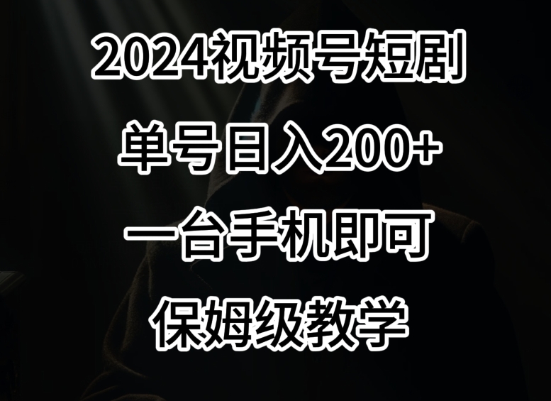 2024风口，视频号短剧，单号日入200+，一台手机即可操作，保姆级教学【揭秘】-八爪鱼资源库