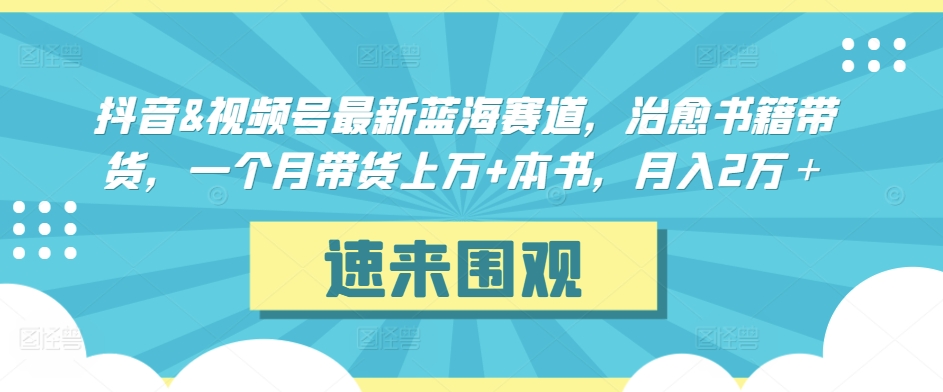 抖音&视频号最新蓝海赛道，治愈书籍带货，一个月带货上万+本书，月入2万＋【揭秘】-八爪鱼资源库