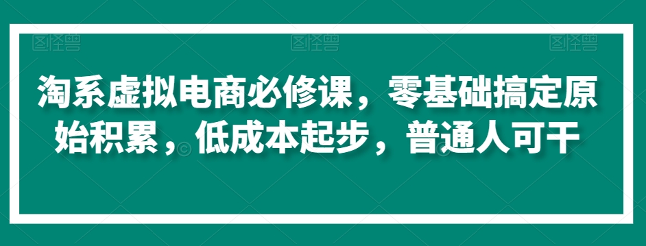 淘系虚拟电商必修课，零基础搞定原始积累，低成本起步，普通人可干-八爪鱼资源库