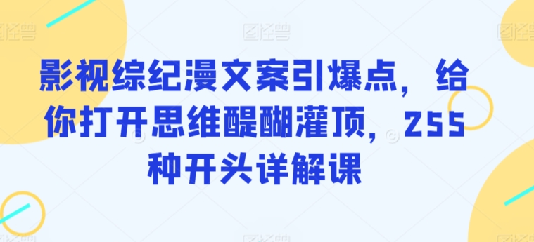 影视综纪漫文案引爆点，给你打开思维醍醐灌顶，255种开头详解课-八爪鱼资源库