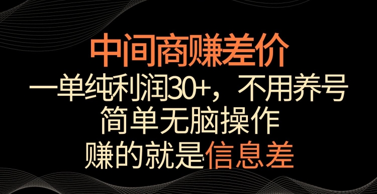 中间商赚差价，一单纯利润30+，简单无脑操作，赚的就是信息差，轻轻松松日入1000+【揭秘】-八爪鱼资源库