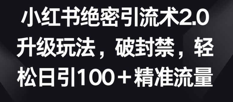 小红书绝密引流术2.0升级玩法，破封禁，轻松日引100+精准流量【揭秘】-八爪鱼资源库