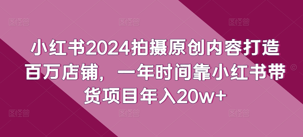 小红书2024拍摄原创内容打造百万店铺，一年时间靠小红书带货项目年入20w+-八爪鱼资源库