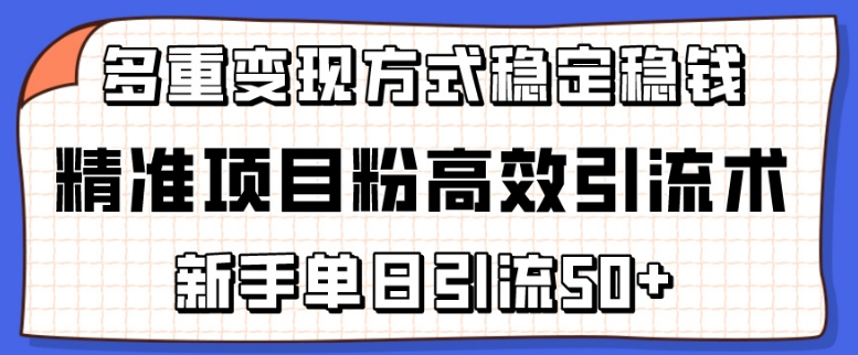 精准项目粉高效引流术，新手单日引流50+，多重变现方式稳定赚钱【揭秘】-八爪鱼资源库