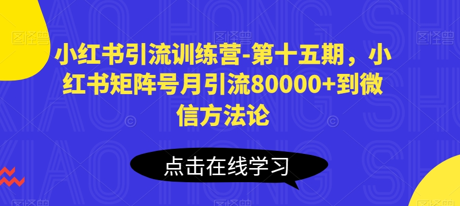 小红书引流训练营-第十五期，小红书矩阵号月引流80000+到微信方法论-八爪鱼资源库