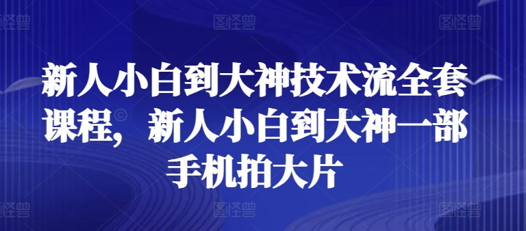 新人小白到大神技术流全套课程，新人小白到大神一部手机拍大片-八爪鱼资源库